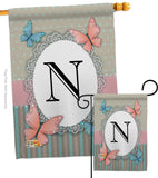 Butterflies N Initial - Bugs & Frogs Garden Friends Vertical Impressions Decorative Flags HG130144 Made In USA