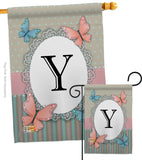 Butterflies Y Initial - Bugs & Frogs Garden Friends Vertical Impressions Decorative Flags HG130155 Made In USA