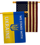 Stand With Ukraine - Support Inspirational Horizontal Impressions Decorative Flags HG141203 Made In USA