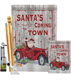 Santa's Coming to Town - Christmas Winter Vertical Impressions Decorative Flags HG114190 Made In USA