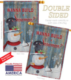Build a Snowman - Christmas Winter Vertical Impressions Decorative Flags HG114176 Made In USA
