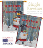 Build a Snowman - Christmas Winter Vertical Impressions Decorative Flags HG114176 Made In USA