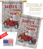 Santa's Coming to Town - Christmas Winter Vertical Impressions Decorative Flags HG114190 Made In USA