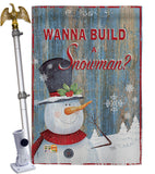 Build a Snowman - Christmas Winter Vertical Impressions Decorative Flags HG114176 Made In USA