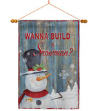Build a Snowman - Christmas Winter Vertical Impressions Decorative Flags HG114176 Made In USA