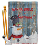 Build a Snowman - Christmas Winter Vertical Impressions Decorative Flags HG114176 Made In USA