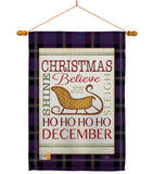 Believe in Joy of Sleigh - Christmas Winter Vertical Impressions Decorative Flags HG114181 Made In USA