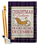Believe in Joy of Sleigh - Christmas Winter Vertical Impressions Decorative Flags HG114181 Made In USA