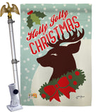 Holly Jolly Christmas - Christmas Winter Vertical Impressions Decorative Flags HG114197 Made In USA