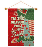 Season Sweet Kisses - Christmas Winter Vertical Impressions Decorative Flags HG114199 Made In USA