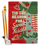 Season Sweet Kisses - Christmas Winter Vertical Impressions Decorative Flags HG114199 Made In USA
