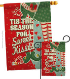 Season Sweet Kisses - Christmas Winter Vertical Impressions Decorative Flags HG114199 Made In USA