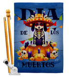 Día de Muertos Dog - Halloween Fall Vertical Impressions Decorative Flags HG130352 Made In USA