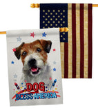 Patriotic Parson Russell Terrier - Pets Nature Vertical Impressions Decorative Flags HG120102 Made In USA