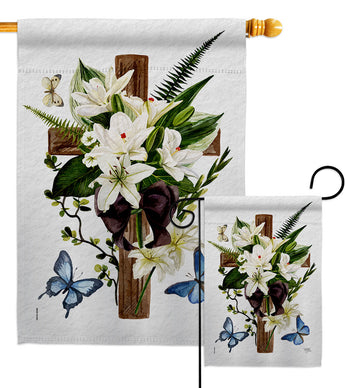 Lily Cross - Faith & Religious Inspirational Vertical Impressions Decorative Flags HG103087 Made In USA
