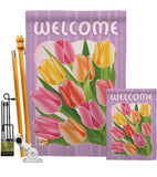 Welcome Tulips - Floral Spring Vertical Impressions Decorative Flags HG104066 Imported