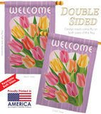 Welcome Tulips - Floral Spring Vertical Impressions Decorative Flags HG104066 Imported