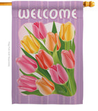 Welcome Tulips - Floral Spring Vertical Impressions Decorative Flags HG104066 Imported