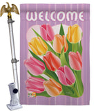 Welcome Tulips - Floral Spring Vertical Impressions Decorative Flags HG104066 Imported