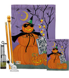 Happy Pumpkin Trio - Halloween Fall Vertical Impressions Decorative Flags HG112084 Made In USA