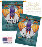 Happy Halloween Bat - Halloween Fall Vertical Impressions Decorative Flags HG112076 Made In USA
