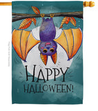 Happy Halloween Bat - Halloween Fall Vertical Impressions Decorative Flags HG112076 Made In USA