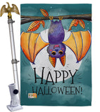 Happy Halloween Bat - Halloween Fall Vertical Impressions Decorative Flags HG112076 Made In USA