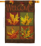 Fall Leaves Collage - Harvest & Autumn Fall Vertical Impressions Decorative Flags HG113048 Made In USA