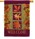 3 Fall Leaves - Harvest & Autumn Fall Vertical Impressions Decorative Flags HG113061 Made In USA
