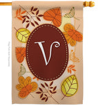 Autumn V Initial - Harvest & Autumn Fall Vertical Impressions Decorative Flags HG130048 Made In USA