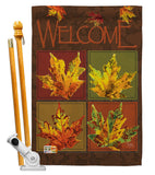 Fall Leaves Collage - Harvest & Autumn Fall Vertical Impressions Decorative Flags HG113048 Made In USA