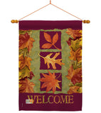 3 Fall Leaves - Harvest & Autumn Fall Vertical Impressions Decorative Flags HG113061 Made In USA