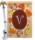 Autumn V Initial - Harvest & Autumn Fall Vertical Impressions Decorative Flags HG130048 Made In USA