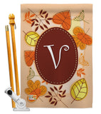 Autumn V Initial - Harvest & Autumn Fall Vertical Impressions Decorative Flags HG130048 Made In USA