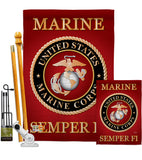 Marine Corps - Military Americana Vertical Impressions Decorative Flags HG108057 Made In USA