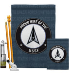 Proud Wife USSF - Military Americana Vertical Impressions Decorative Flags HG108612 Made In USA