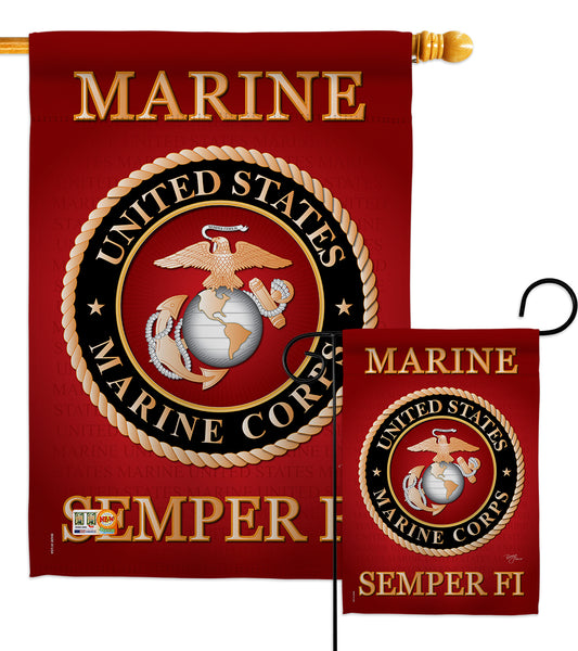 Marine Corps - Military Americana Vertical Impressions Decorative Flags HG108057 Made In USA
