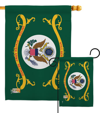 Retired Army - Military Americana Vertical Impressions Decorative Flags HG140354 Made In USA