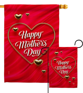 Gold Heart Mother - Mother's Day Summer Vertical Impressions Decorative Flags HG192576 Made In USA