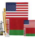 Belarus US Friendship - Nationality Flags of the World Vertical Impressions Decorative Flags HG140295 Made In USA