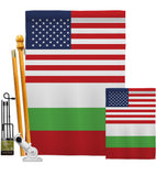 Bulgaria US Friendship - Nationality Flags of the World Vertical Impressions Decorative Flags HG140323 Made In USA