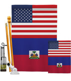 Haiti US Friendship - Nationality Flags of the World Vertical Impressions Decorative Flags HG140396 Made In USA