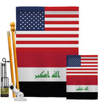 Iraq US Friendship - Nationality Flags of the World Vertical Impressions Decorative Flags HG140404 Made In USA