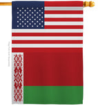 Belarus US Friendship - Nationality Flags of the World Vertical Impressions Decorative Flags HG140295 Made In USA
