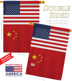 China US Friendship - Nationality Flags of the World Vertical Impressions Decorative Flags HG140336 Made In USA