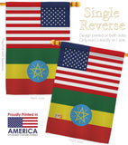 Ethiopia US Friendship - Nationality Flags of the World Vertical Impressions Decorative Flags HG140372 Made In USA