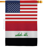 Iraq US Friendship - Nationality Flags of the World Vertical Impressions Decorative Flags HG140404 Made In USA