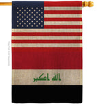 Iraq US Friendship - Nationality Flags of the World Vertical Impressions Decorative Flags HG140404 Made In USA