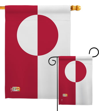 Greenland - Nationality Flags of the World Vertical Impressions Decorative Flags HG140095 Made In USA