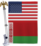 Belarus US Friendship - Nationality Flags of the World Vertical Impressions Decorative Flags HG140295 Made In USA